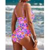 image:imageEkouaer Womens One Piece Swimsuit Ruched Tummy Control Bathing Suits Vintage Retro Push Up SwimwearFlower Blue Pink