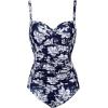 image:imageEkouaer Womens One Piece Swimsuit Ruched Tummy Control Bathing Suits Vintage Retro Push Up SwimwearFlower White
