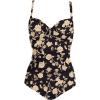 image:imageEkouaer Womens One Piece Swimsuit Ruched Tummy Control Bathing Suits Vintage Retro Push Up SwimwearGolden Floral