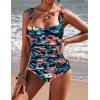 image:imageEkouaer Womens One Piece Swimsuit Ruched Tummy Control Bathing Suits Vintage Retro Push Up SwimwearGreen Flower Red