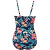 image:imageEkouaer Womens One Piece Swimsuit Ruched Tummy Control Bathing Suits Vintage Retro Push Up SwimwearGreen Flower Red