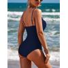 image:imageEkouaer Womens One Piece Swimsuit Ruched Tummy Control Bathing Suits Vintage Retro Push Up SwimwearNavy Blue