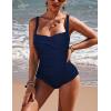 image:imageEkouaer Womens One Piece Swimsuit Ruched Tummy Control Bathing Suits Vintage Retro Push Up SwimwearNavy Blue