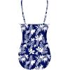 image:imageEkouaer Womens One Piece Swimsuit Ruched Tummy Control Bathing Suits Vintage Retro Push Up SwimwearNavy White Leaves