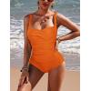 image:imageEkouaer Womens One Piece Swimsuit Ruched Tummy Control Bathing Suits Vintage Retro Push Up SwimwearOrange