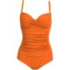 image:imageEkouaer Womens One Piece Swimsuit Ruched Tummy Control Bathing Suits Vintage Retro Push Up SwimwearOrange