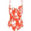 image:imageEkouaer Womens One Piece Swimsuit Ruched Tummy Control Bathing Suits Vintage Retro Push Up SwimwearOrange Floral
