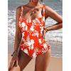 image:imageEkouaer Womens One Piece Swimsuit Ruched Tummy Control Bathing Suits Vintage Retro Push Up SwimwearOrange Floral