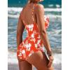 image:imageEkouaer Womens One Piece Swimsuit Ruched Tummy Control Bathing Suits Vintage Retro Push Up SwimwearOrange Floral
