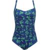 image:imageEkouaer Womens One Piece Swimsuit Ruched Tummy Control Bathing Suits Vintage Retro Push Up SwimwearPat2 Blue Green Cacti