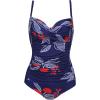 image:imageEkouaer Womens One Piece Swimsuit Ruched Tummy Control Bathing Suits Vintage Retro Push Up SwimwearPat4 Blue White Leaves