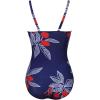 image:imageEkouaer Womens One Piece Swimsuit Ruched Tummy Control Bathing Suits Vintage Retro Push Up SwimwearPat4 Blue White Leaves