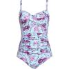 image:imageEkouaer Womens One Piece Swimsuit Ruched Tummy Control Bathing Suits Vintage Retro Push Up SwimwearPurple Flower