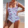 image:imageEkouaer Womens One Piece Swimsuit Ruched Tummy Control Bathing Suits Vintage Retro Push Up SwimwearPurple Flower