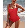 image:imageEkouaer Womens One Piece Swimsuit Ruched Tummy Control Bathing Suits Vintage Retro Push Up SwimwearRed