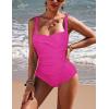 image:imageEkouaer Womens One Piece Swimsuit Ruched Tummy Control Bathing Suits Vintage Retro Push Up SwimwearRose Red