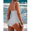 image:imageEkouaer Womens One Piece Swimsuit Ruched Tummy Control Bathing Suits Vintage Retro Push Up SwimwearVertical Stripes
