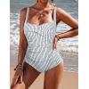 image:imageEkouaer Womens One Piece Swimsuit Ruched Tummy Control Bathing Suits Vintage Retro Push Up SwimwearVertical Stripes