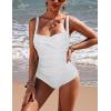 image:imageEkouaer Womens One Piece Swimsuit Ruched Tummy Control Bathing Suits Vintage Retro Push Up SwimwearWhite
