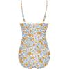 image:imageEkouaer Womens One Piece Swimsuit Ruched Tummy Control Bathing Suits Vintage Retro Push Up SwimwearWhite Blue Leaves