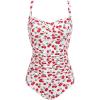 image:imageEkouaer Womens One Piece Swimsuit Ruched Tummy Control Bathing Suits Vintage Retro Push Up SwimwearWhite Cherry