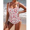 image:imageEkouaer Womens One Piece Swimsuit Ruched Tummy Control Bathing Suits Vintage Retro Push Up SwimwearWhite Cherry