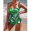 image:imageEkouaer Womens One Piece Swimsuit Ruched Tummy Control Bathing Suits Vintage Retro Push Up SwimwearWhite Leaves