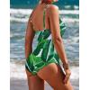 image:imageEkouaer Womens One Piece Swimsuit Ruched Tummy Control Bathing Suits Vintage Retro Push Up SwimwearWhite Leaves