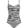 image:imageEkouaer Womens One Piece Swimsuit Ruched Tummy Control Bathing Suits Vintage Retro Push Up SwimwearWhiteblack Striped