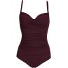 image:imageEkouaer Womens One Piece Swimsuit Ruched Tummy Control Bathing Suits Vintage Retro Push Up SwimwearWine Red