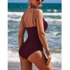 image:imageEkouaer Womens One Piece Swimsuit Ruched Tummy Control Bathing Suits Vintage Retro Push Up SwimwearWine Red