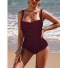 image:imageEkouaer Womens One Piece Swimsuit Ruched Tummy Control Bathing Suits Vintage Retro Push Up SwimwearWine Red