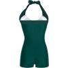 image:imageEkouaer Womens One Piece Swimsuits Vintage Striped Skirt Bathing Suit Vintage Retro Push Up SwimwearLeaf Print