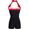 image:imageEkouaer Womens One Piece Swimsuits Vintage Striped Skirt Bathing Suit Vintage Retro Push Up SwimwearNew Black