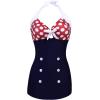image:imageEkouaer Womens One Piece Swimsuits Vintage Striped Skirt Bathing Suit Vintage Retro Push Up SwimwearRed Polka Dot