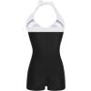 image:imageEkouaer Womens One Piece Swimsuits Vintage Striped Skirt Bathing Suit Vintage Retro Push Up SwimwearSolid Black