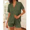 image:imageEkouaer Womens Pajama Sets Button Up Pjs Shorts Sets Soft Sleepwear 2 Piece Lounge Sets for Bridal Parties Postpartum SXXLArmy Green
