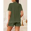 image:imageEkouaer Womens Pajama Sets Button Up Pjs Shorts Sets Soft Sleepwear 2 Piece Lounge Sets for Bridal Parties Postpartum SXXLArmy Green