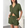image:imageEkouaer Womens Pajama Sets Button Up Pjs Shorts Sets Soft Sleepwear 2 Piece Lounge Sets for Bridal Parties Postpartum SXXLArmy Green