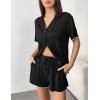 image:imageEkouaer Womens Pajama Sets Button Up Pjs Shorts Sets Soft Sleepwear 2 Piece Lounge Sets for Bridal Parties Postpartum SXXLBlack