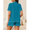 image:imageEkouaer Womens Pajama Sets Button Up Pjs Shorts Sets Soft Sleepwear 2 Piece Lounge Sets for Bridal Parties Postpartum SXXLBlue Green