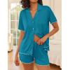 image:imageEkouaer Womens Pajama Sets Button Up Pjs Shorts Sets Soft Sleepwear 2 Piece Lounge Sets for Bridal Parties Postpartum SXXLBlue Green