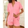 image:imageEkouaer Womens Pajama Sets Button Up Pjs Shorts Sets Soft Sleepwear 2 Piece Lounge Sets for Bridal Parties Postpartum SXXLCoral Pink