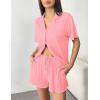 image:imageEkouaer Womens Pajama Sets Button Up Pjs Shorts Sets Soft Sleepwear 2 Piece Lounge Sets for Bridal Parties Postpartum SXXLCoral Pink