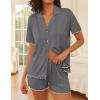image:imageEkouaer Womens Pajama Sets Button Up Pjs Shorts Sets Soft Sleepwear 2 Piece Lounge Sets for Bridal Parties Postpartum SXXLDark Grey