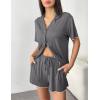 image:imageEkouaer Womens Pajama Sets Button Up Pjs Shorts Sets Soft Sleepwear 2 Piece Lounge Sets for Bridal Parties Postpartum SXXLDark Grey