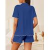 image:imageEkouaer Womens Pajama Sets Button Up Pjs Shorts Sets Soft Sleepwear 2 Piece Lounge Sets for Bridal Parties Postpartum SXXLDeep Blue