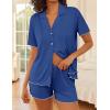image:imageEkouaer Womens Pajama Sets Button Up Pjs Shorts Sets Soft Sleepwear 2 Piece Lounge Sets for Bridal Parties Postpartum SXXLDeep Blue