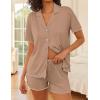 image:imageEkouaer Womens Pajama Sets Button Up Pjs Shorts Sets Soft Sleepwear 2 Piece Lounge Sets for Bridal Parties Postpartum SXXLKhaki