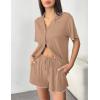 image:imageEkouaer Womens Pajama Sets Button Up Pjs Shorts Sets Soft Sleepwear 2 Piece Lounge Sets for Bridal Parties Postpartum SXXLKhaki
